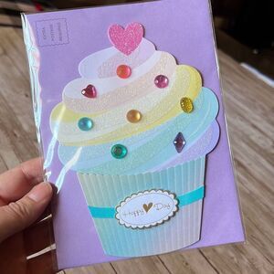 New! For ANYONE Valentine’s Day Cupcake Card w/ Purple Envelope Papersong  NWT